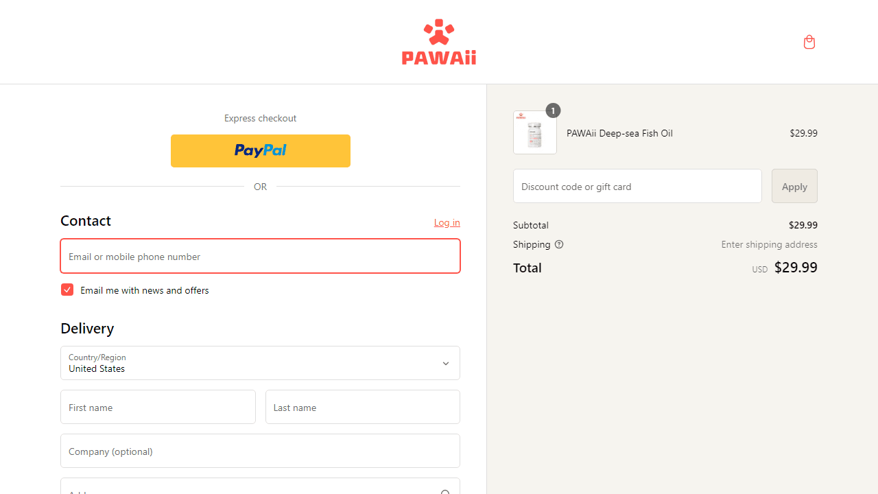 How to apply Pawaii coupon code